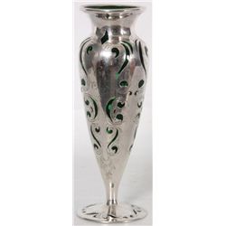Sterling Silver Overlay Glass Vase