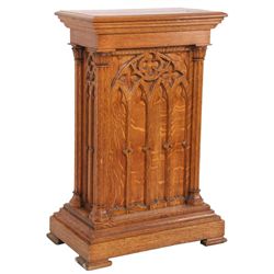 Carved Gothic Oak Pedestal