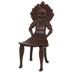 Figural Carved Oak Fantasy Sidechair