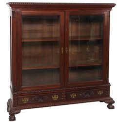 Mahogany Chippendale 2 Door Bookcase