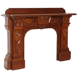 Renaissance Revival Walnut Fireplace Mantle