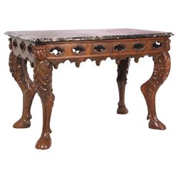 Rosewood Hoofed Foot Marble Top Table