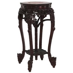 Chinese Export Carved Marble Top Stand