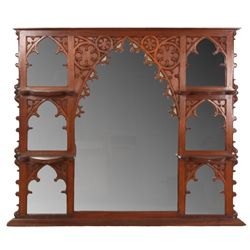 Carved Gothic Walnut Mirror