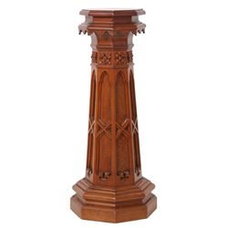 Carved Walnut Gothic Pedestal