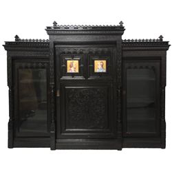 Ebonized 3 Door Cabinet W/ Portrait Panels