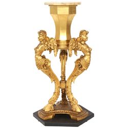 Gilt Carved Winged Angel Pedestal
