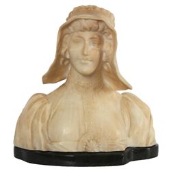 A. Cipriani Italian Carved Alabaster Bust