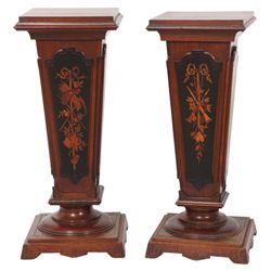 Pr. Renaissance Revival Inlaid Pedestals