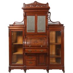 Walnut Cylinder Double Side By Side Secretary