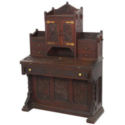 Aesthetic Carved Walnut Writing Desk