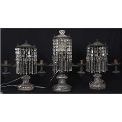 3 Pc Set of Cut Glass Argand Lamps