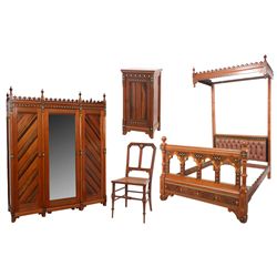 4 Pc. Inlaid Walnut Bedroom Set