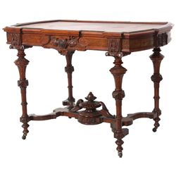 Attr: Herter Bros. Carved Walnut Parlor Table