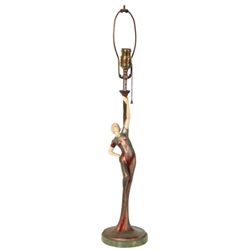 E. Beck Cold Painted Bronze & Ivory Lamp