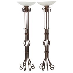 Pr. Wrought Iron Deco Torchieres