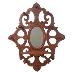 Oak Pierced Carved Hat Rack