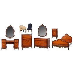 9 Pc. Inlaid Mahogany Bedroom Set