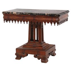 Mahogany Gothic Marble Top Table