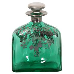 Sterling Silver Overlay Glass Decanter