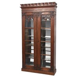 American Gothic Revival Walnut Bookcase