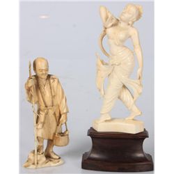 2 Pcs. Carved Ivory Figures