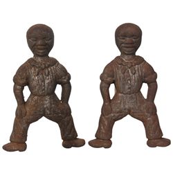 Pr. Figural Cast Iron Andirons