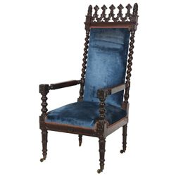 Gothic Carved Rosewood Armchair