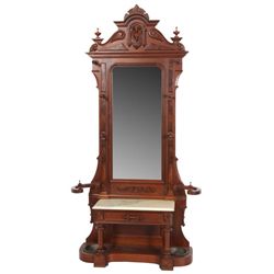 Attr: John Jeliff Carved Walnut Hall Tree