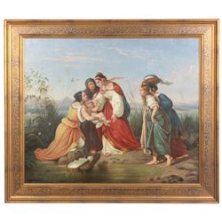 20th C. O/C Moses In The Reeds