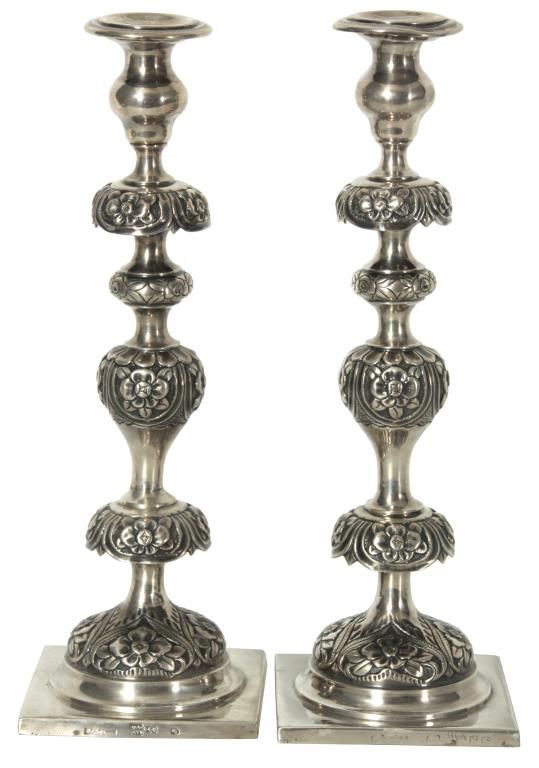Pr. Russian Silver Candlesticks