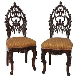 Pr. Pierced Carved Rosewood Sidechairs