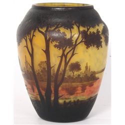 Daum Nancy Scenic Cameo Vase