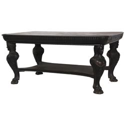 Figural Carved 2 Dwr Oak Partners Desk