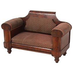 Carved Mahogany Empire Dolls Sofa