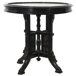 30 in. Ebonized Eglomise Top Center Table