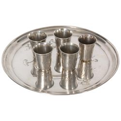 Russian Silver Tray & Cups