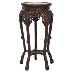 Chinese Export Carved Marble Top Stand