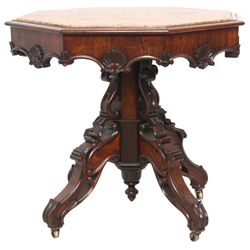 Rosewood Octagonal Marble Top Table