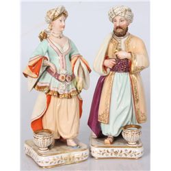 Pr. Old Paris Figural Candle Sticks