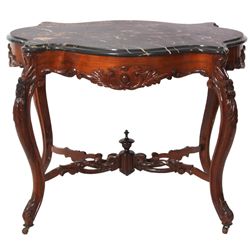Rosewood Marble Top Turtle Top Parlor Table