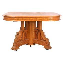 Eastlake Pedestal Base Chestnut Dining Table