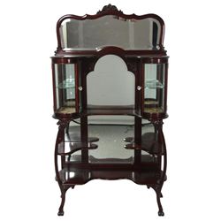 Mahogany Griffin Carved Curio Etagere