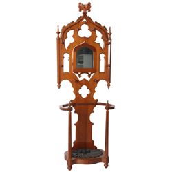 Gothic Revival Carved Walnut Halltree