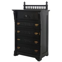 Ebonized 5 Drawer Lockside Chest