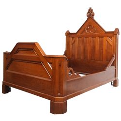 Gothic Carved Walnut Bed