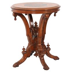 Berkey & Gay Walnut Inlaid Center Table