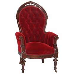 Gothic Walnut Parlor Armchair