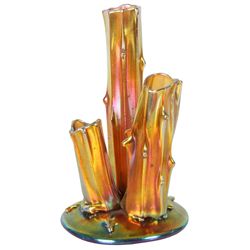 Steuben Aurene Triple Tree Trunk Vase