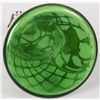 Image 10 : 2 Pcs. Green Glass With Silver Overlay